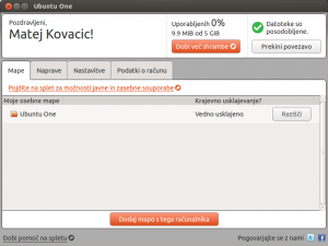 Upravljanje storitve Ubuntu One